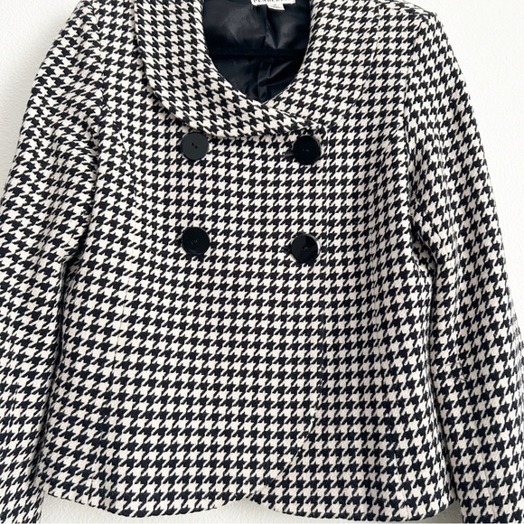 Pendleton Houndstooth Black and White Wool Pea Coat | Size 14 - Picture 2 of 5
